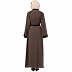 Front open abaya with black border- Brown 